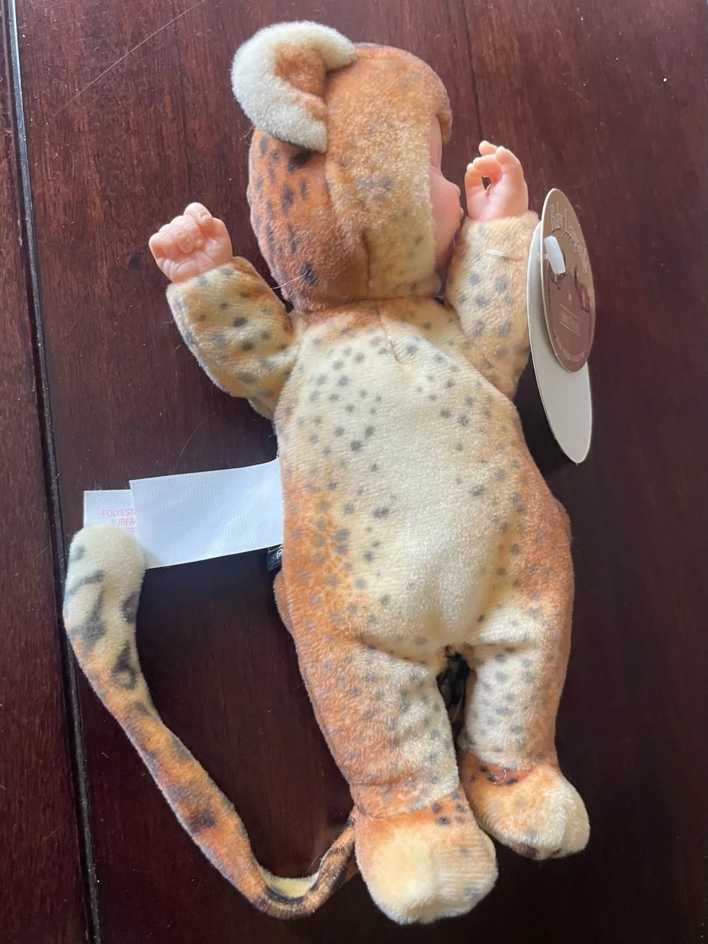 VINTAGE Anne Geddes Sleeping Baby Leopard Doll Plush Bean Bag 9
